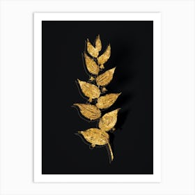 Vintage Twistedstalk Botanical in Gold on Black Art Print