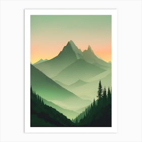 Misty Mountains Vertical Composition In Green Tone 40 Art Print