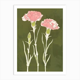 Pink & Green Carnation 3 Art Print