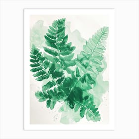 Green Ink Painting Of A Sword Fern 2 Art Print