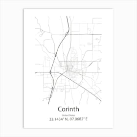 Corinth,United States Minimalist Map Art Print