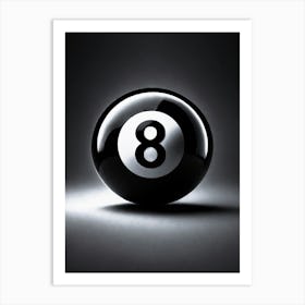 Billiard 8th Ball, Black And White Poster