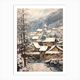Vintage Winter Painting Bavaria Germany 3 Art Print