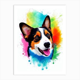 Cardigan Welsh Corgi Rainbow Oil Painting Dog Art Print