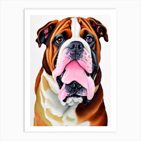Bulldog 2 Watercolour Dog Art Print
