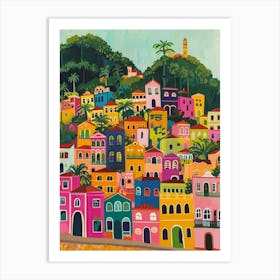 Kitsch Colourful Rio De Janeiro Cityscape 2 Art Print