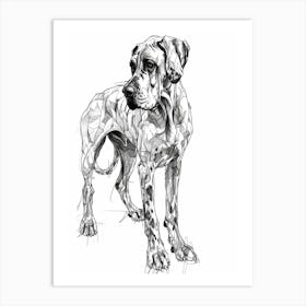 Dog Black & Grey Line Portrait 2 Art Print