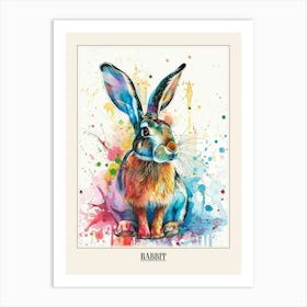 Rabbit Colourful Watercolour 1 Poster Art Print