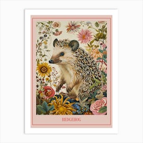 Floral Animal Painting Hedgehog 1 Poster Art Print