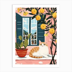 Exotic Shorthair Cat Storybook Illustration 2 Art Print
