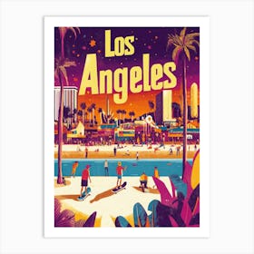 Aihrgdesign A 1970s Inspired Travel Poster For Los Angeles 1 Art Print