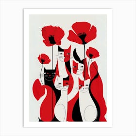 Poppy Cats Art Print