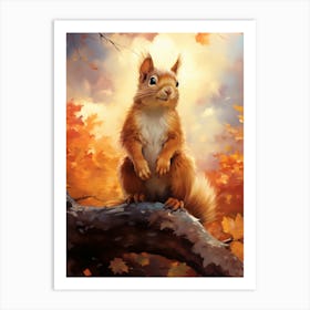 Squirrel In Autumn 1 Art Print