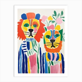Colourful Kids Animal Art Lion 3 Art Print