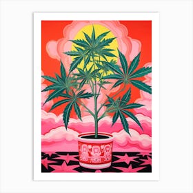 Pink And Red Plant Illustration Dracaena 4 Art Print