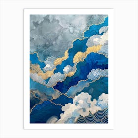 Blue And Gold Clouds Art Print