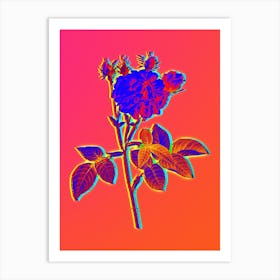Neon Pink Agatha Rose Botanical in Hot Pink and Electric Blue n.0459 Art Print