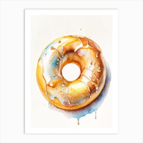 Glazed Donut Cute Neon 1 Art Print