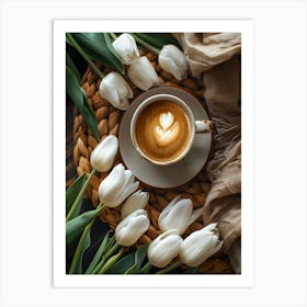 Coffee And Tulips 3 Art Print