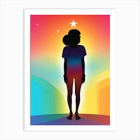 Rainbow Star Girl Art Print