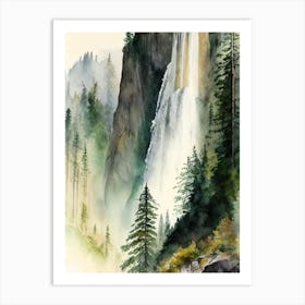 Horsetail Falls, United States Water Colour  (2) Art Print