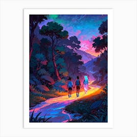 Two People Walking Down A Path Art Print