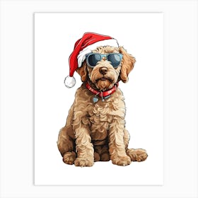 Christmas Labradoodle Dog Art Print