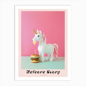 Toy Unicorn Eating A Cheese Burger Poster Art Print