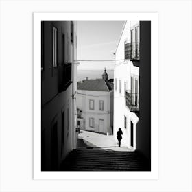 Lisbon, Portugal, Mediterranean Black And White Photography Analogue 2 Art Print