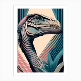 Velociraptor Pastel Dinosaur Art Print