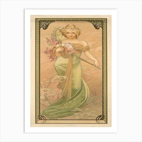 Lady With Flowers 2 Art Print