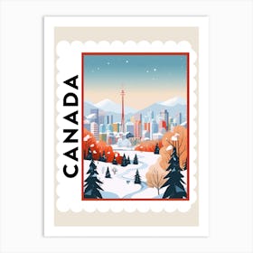 Retro Winter Stamp Poster Vancouver Canada Art Print