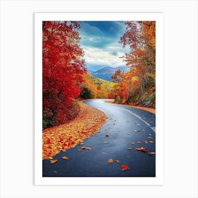 Autumn Road In The Mountains Art Print