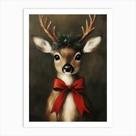 Christmas Deer Canvas Print Art Print