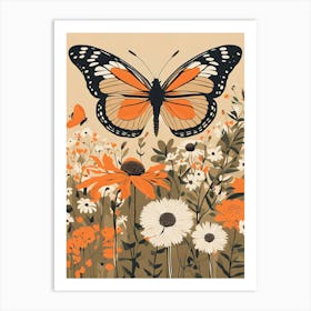 Butterflies and Flowers in Soft Colours II Art Print