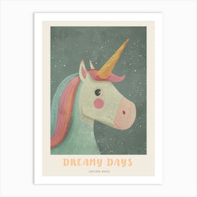 Vintage Pastel Storybook Style Unicorn 1 Poster Art Print