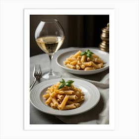 Penne With Basil And Wine Art Print