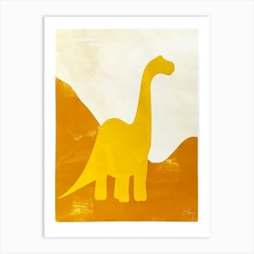 Mustard Linocut Dinosaur Silhouette 4 Art Print