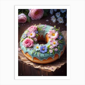 Donut With Flowers Art Print