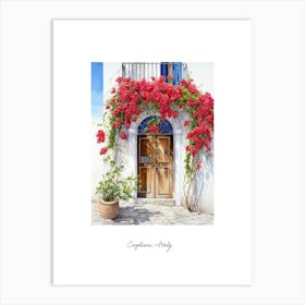 Cagliari, Italy   Mediterranean Doors Watercolour Painting 4 Poster Art Print