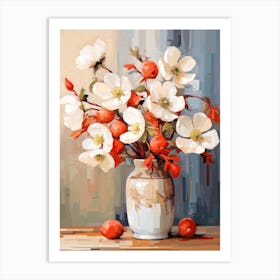 Anemone Flower And Peaches Still Life Painting 2 Dreamy Art Print