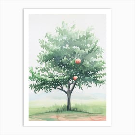 Peach Tree Atmospheric Watercolour Painting 2 Art Print