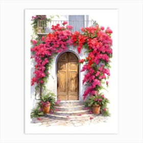 Amalfi, Italy   Mediterranean Doors Watercolour Painting 5 Art Print