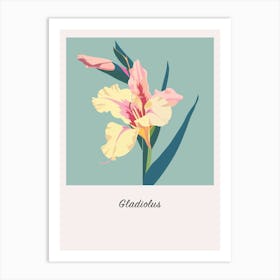 Gladiolus Square Flower Illustration Poster Art Print