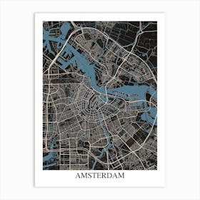 Amsterdam Black Blue Art Print