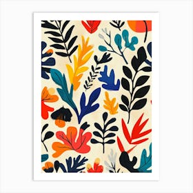 Seamless Pattern With Colorful Leaves 1 Art Print