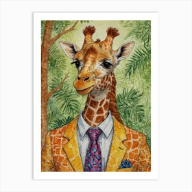 Giraffe In Suit 8 Art Print