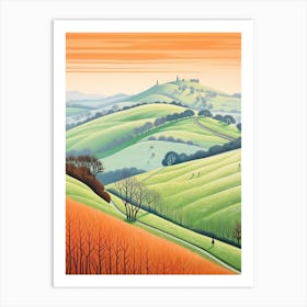 The Malvern Hills England 2 Hike Illustration Art Print