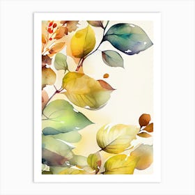 Autumn Leaves Watercolor Painting nature Art Print