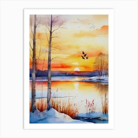 Sunset By The Lake 3 Art Print